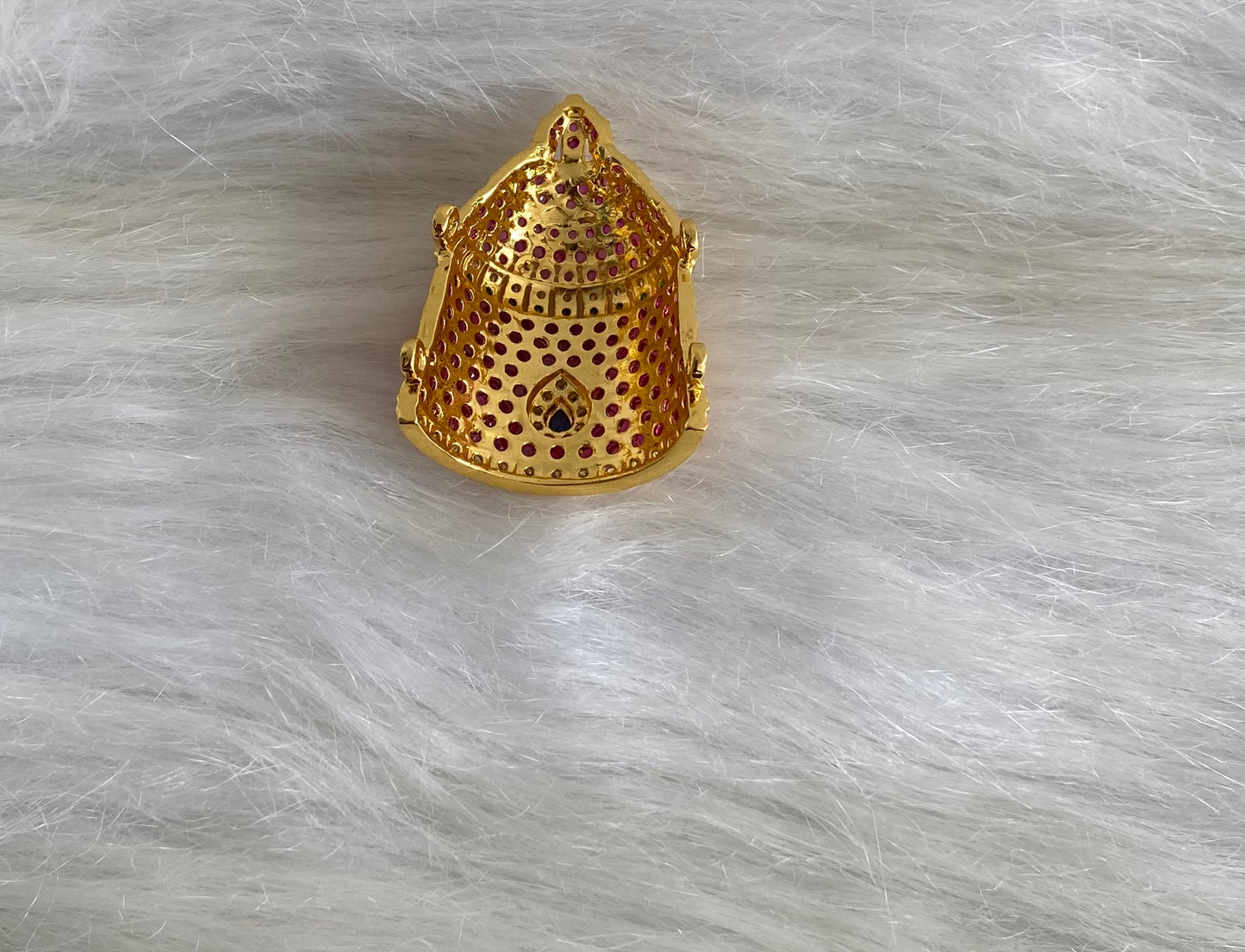 Gold tone pink-green-white-blue crown/kreedam dj-54464