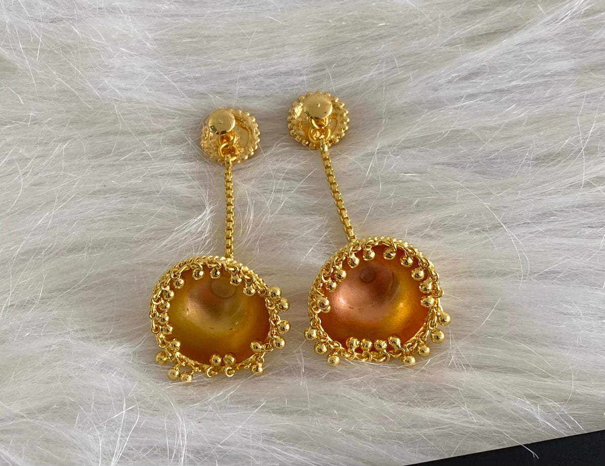 Gold tone kerala style lakshmi coin long jhumkka dj-54665