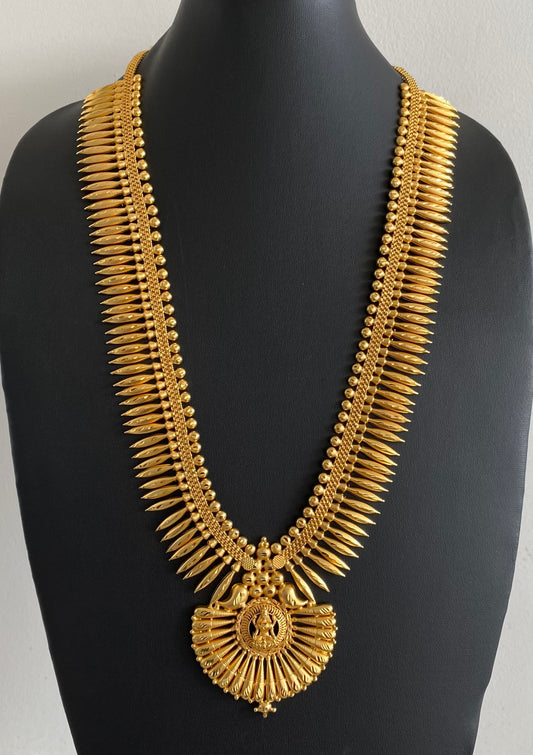 Gold tone kerala style mulla mottu lakshmi haar dj-54141