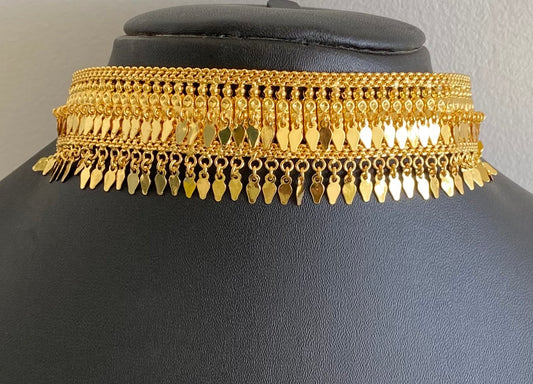 Gold tone Kerala style elakka thali choker necklace dj-54297