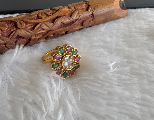 Matte finish kemp-green flower adjustable finger ring dj-51397