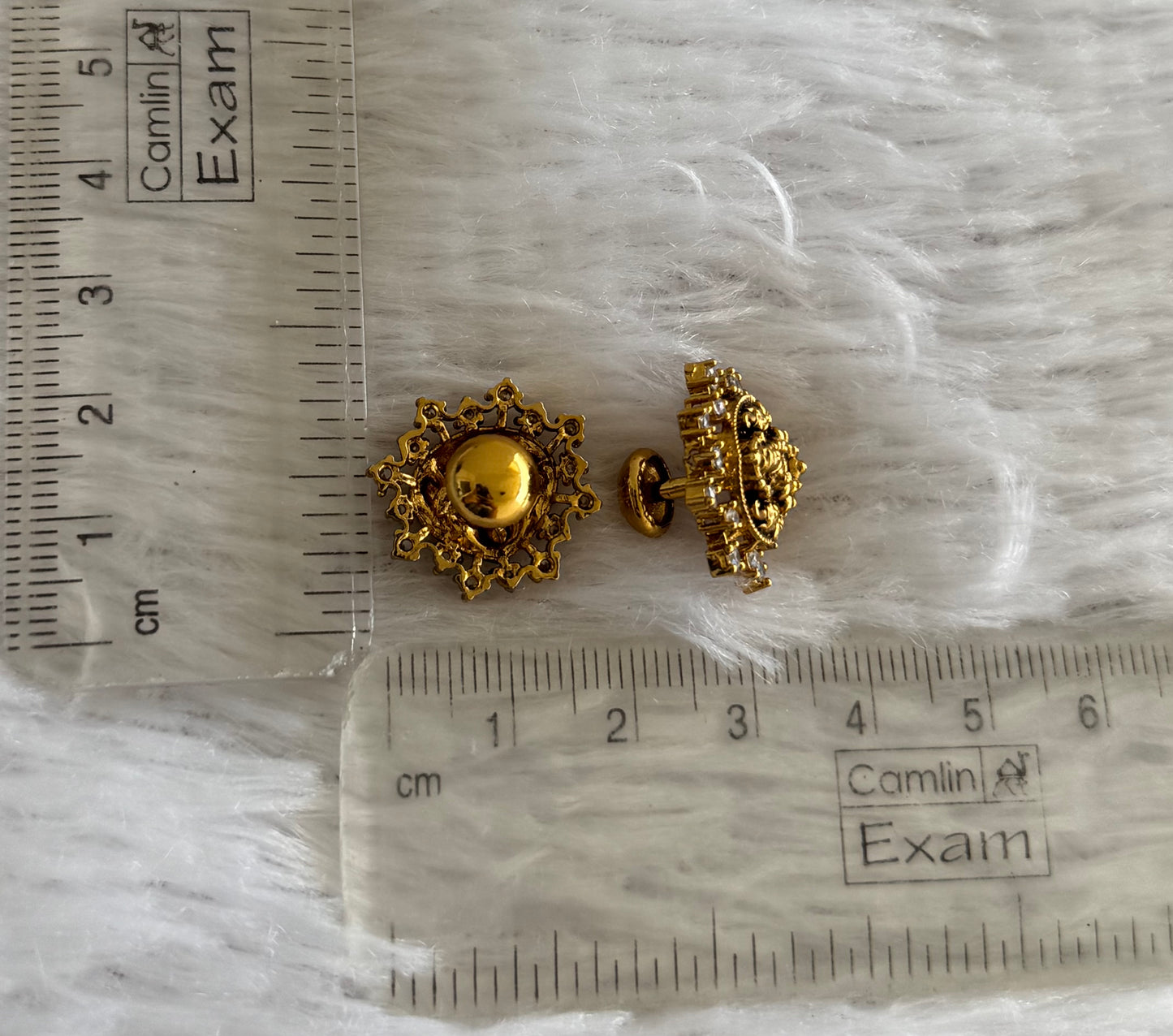 Matte finish white lakshmi stud/earrings dj-51577