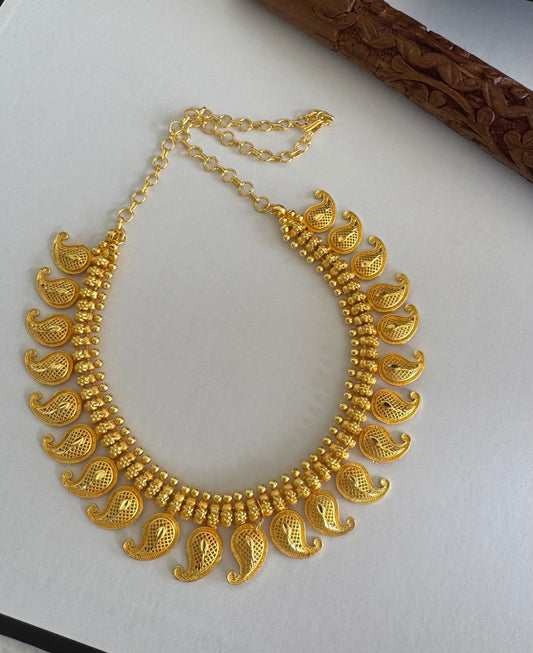 Matte gold tone kerala style mango necklace dj-51658