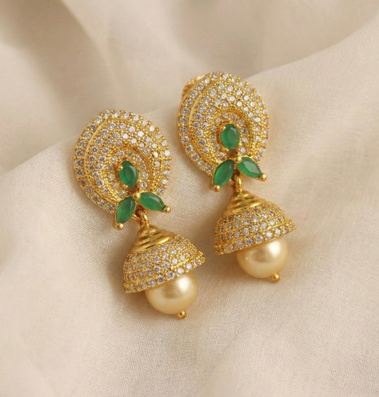 Gold tone cz green jhumkka-dj04041
