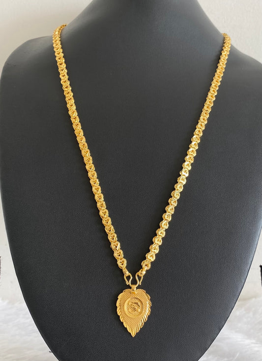 Gold tone 24 inches heart chain with om pendant dj-54380
