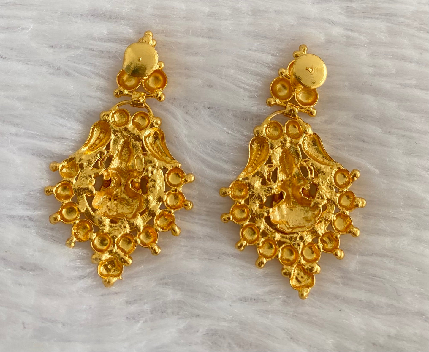 Gold tone kerala style lakshmi mango earrings dj-53142
