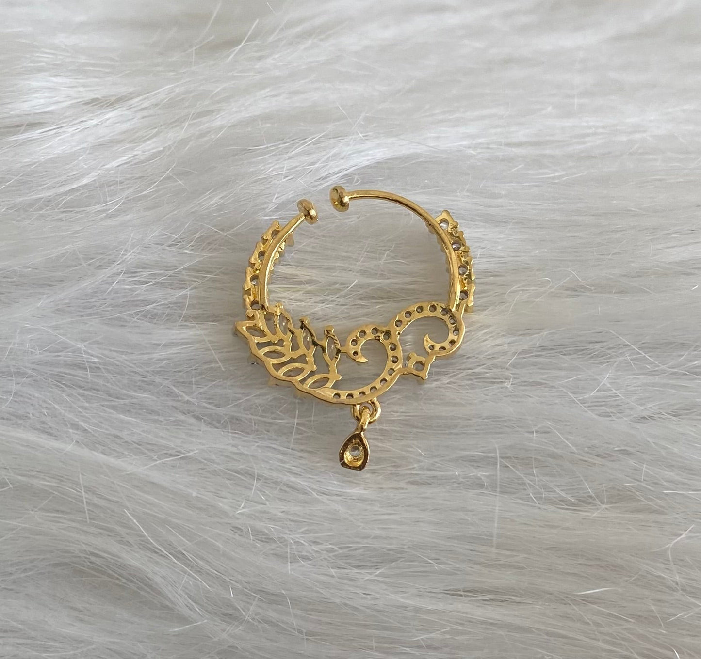 Two tone cz white nose pin dj-53826