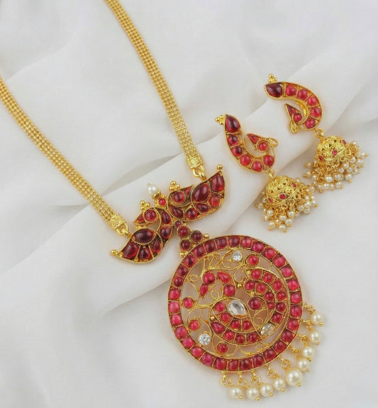 Antique gold tone kemp peacock necklace set-dj04083