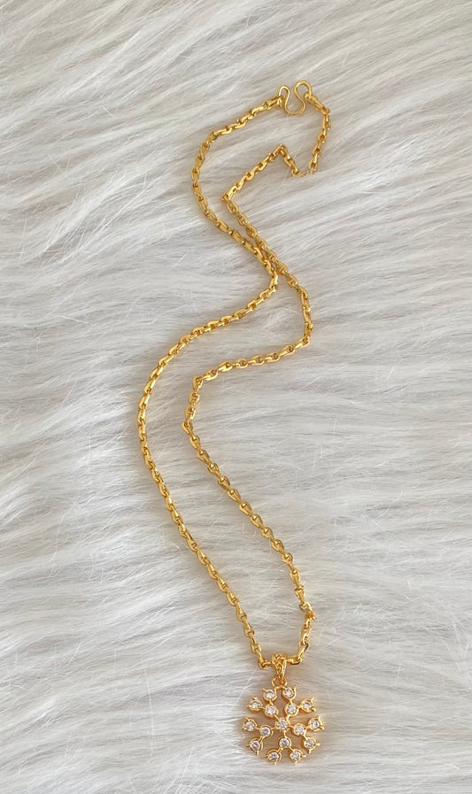Gold tone 18 inches chain with white stone pendant dj-53862
