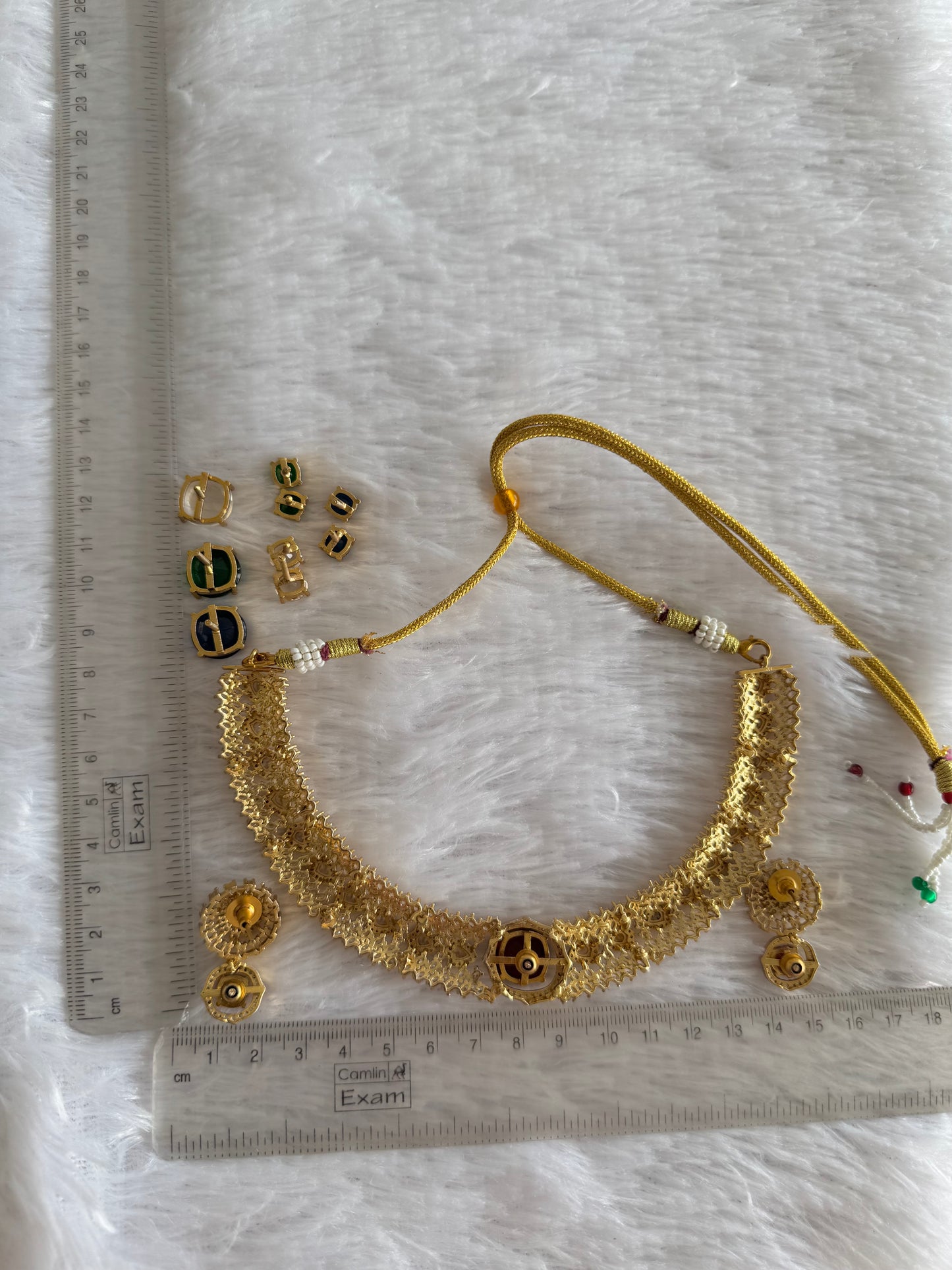 Matte finish cz white color changeable necklace set dj-52141