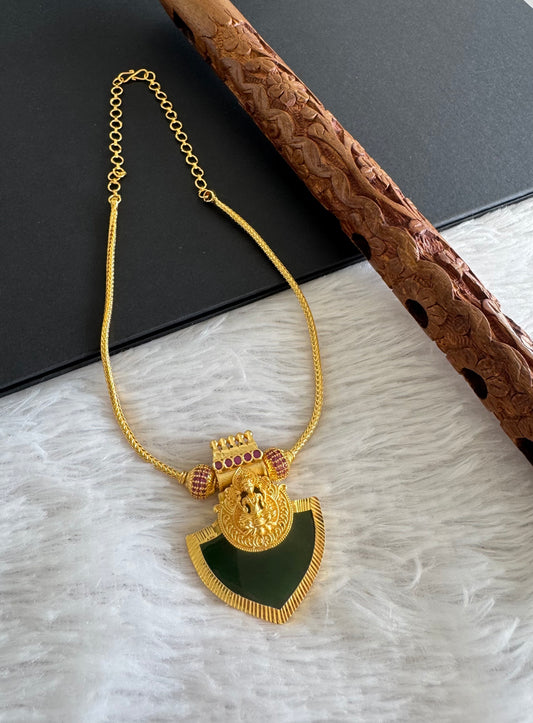 Gold tone ruby ball pink-green lakshmi-palakka kodi necklace dj-51429