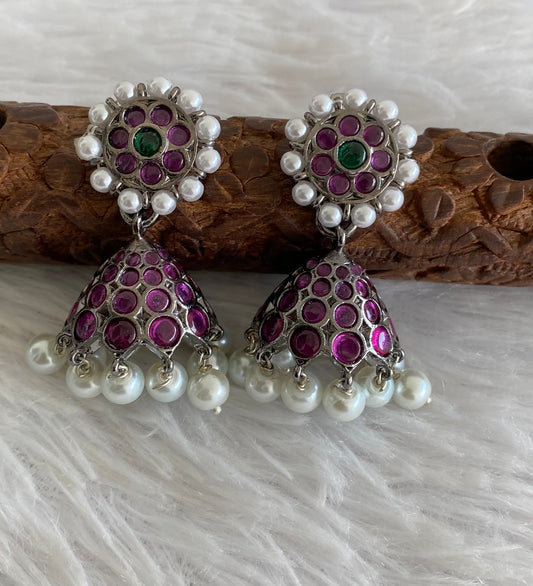 Black finish precious kemp-green pearl jhumkka dj-53687