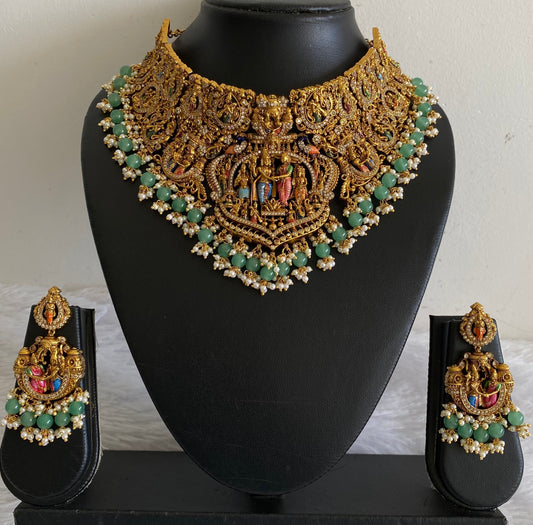 Matte finish meenakari srinivasa kalyanam choker set dj-54094