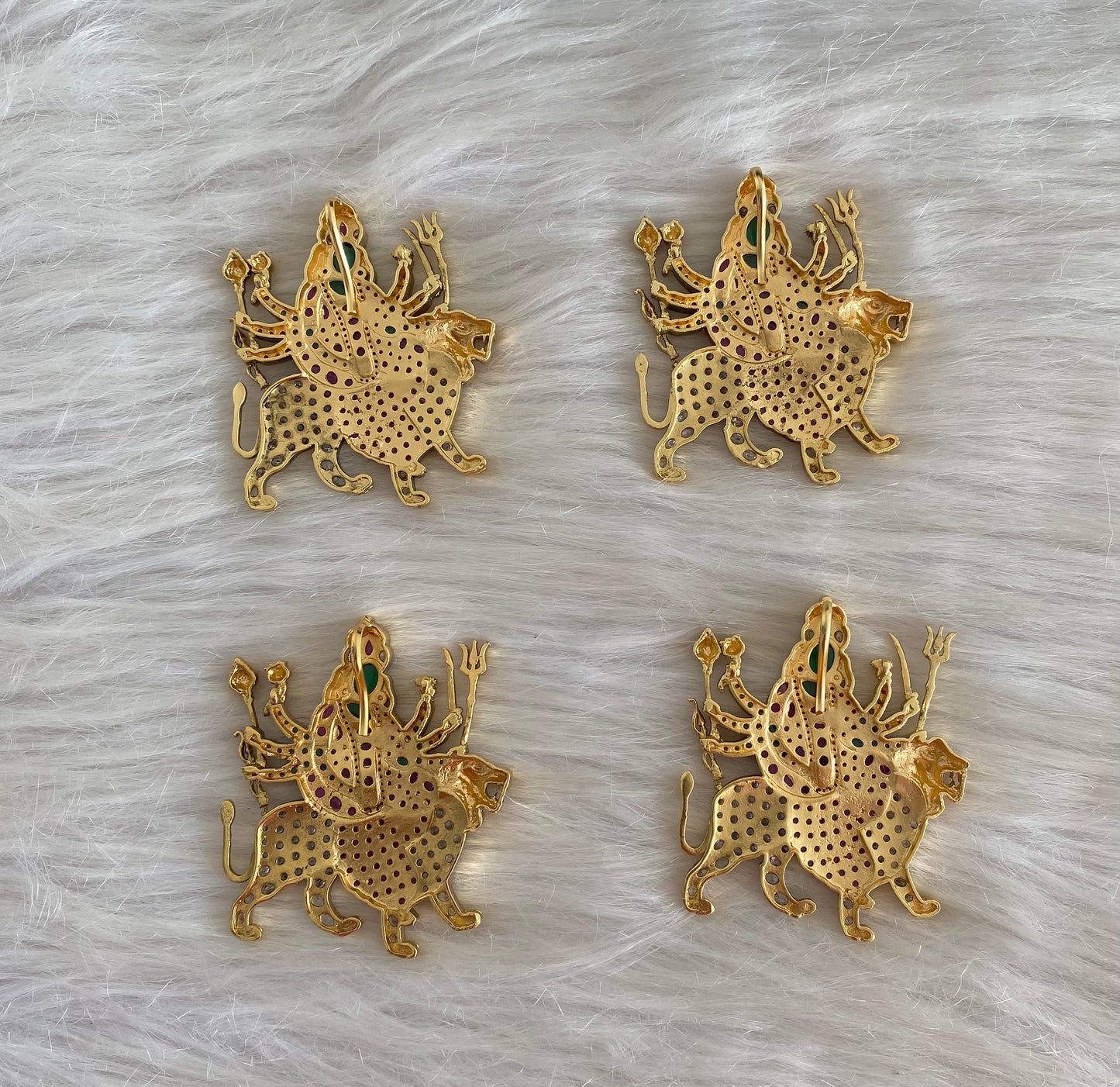 Matte finish kemp-green-white Ma Durga 4 pendants dj-54764