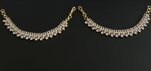 Two tone cz white stone ear side chain dj-54068
