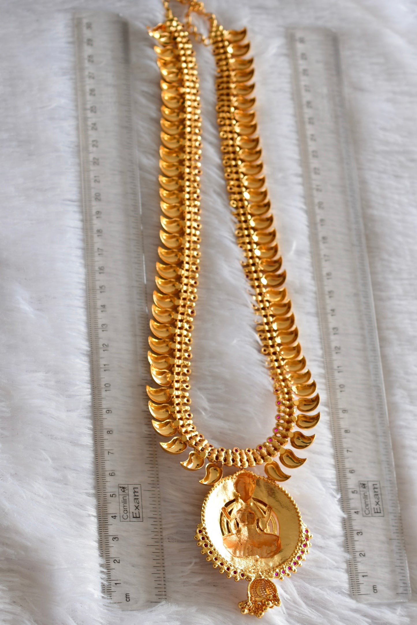 Gold look alike kerala style AD pink lakshmi mango haar dj-51954