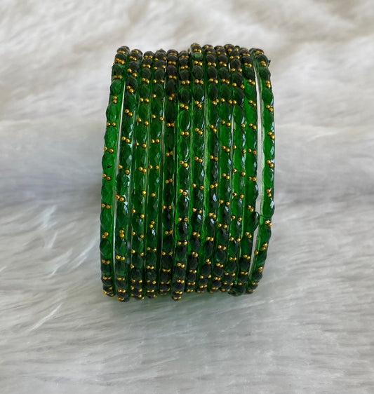 Set of 12 bottle green glass bangles(2.6) dj-52799