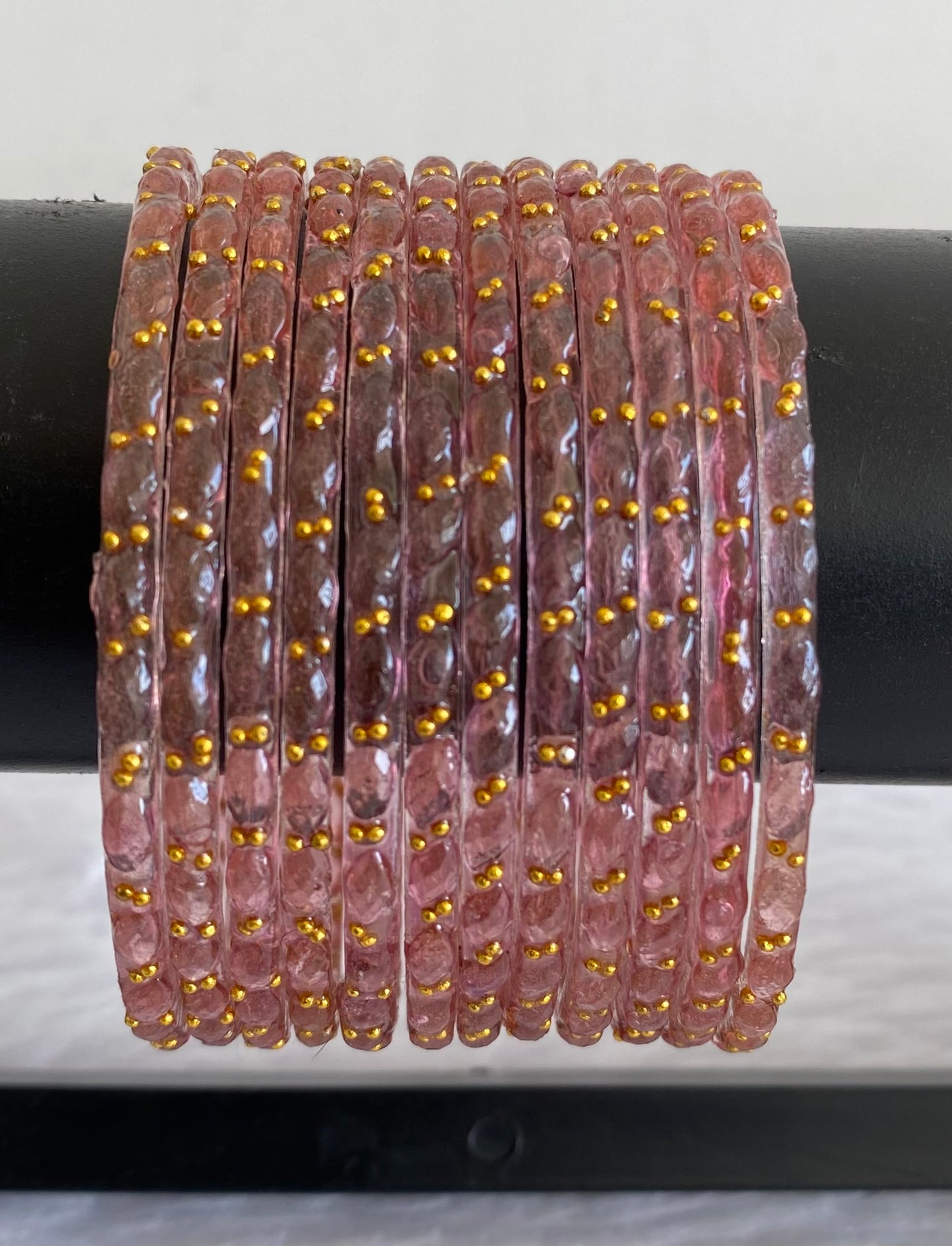 Set of 12 pale pink glass bangles(2.10) dj-52835