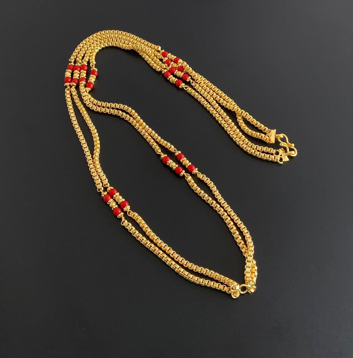 Gold tone double layer coral chain dj-54976