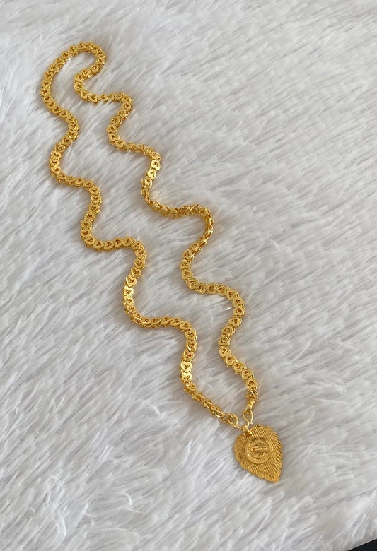 Gold tone 24 inches heart chain with om pendant dj-54380