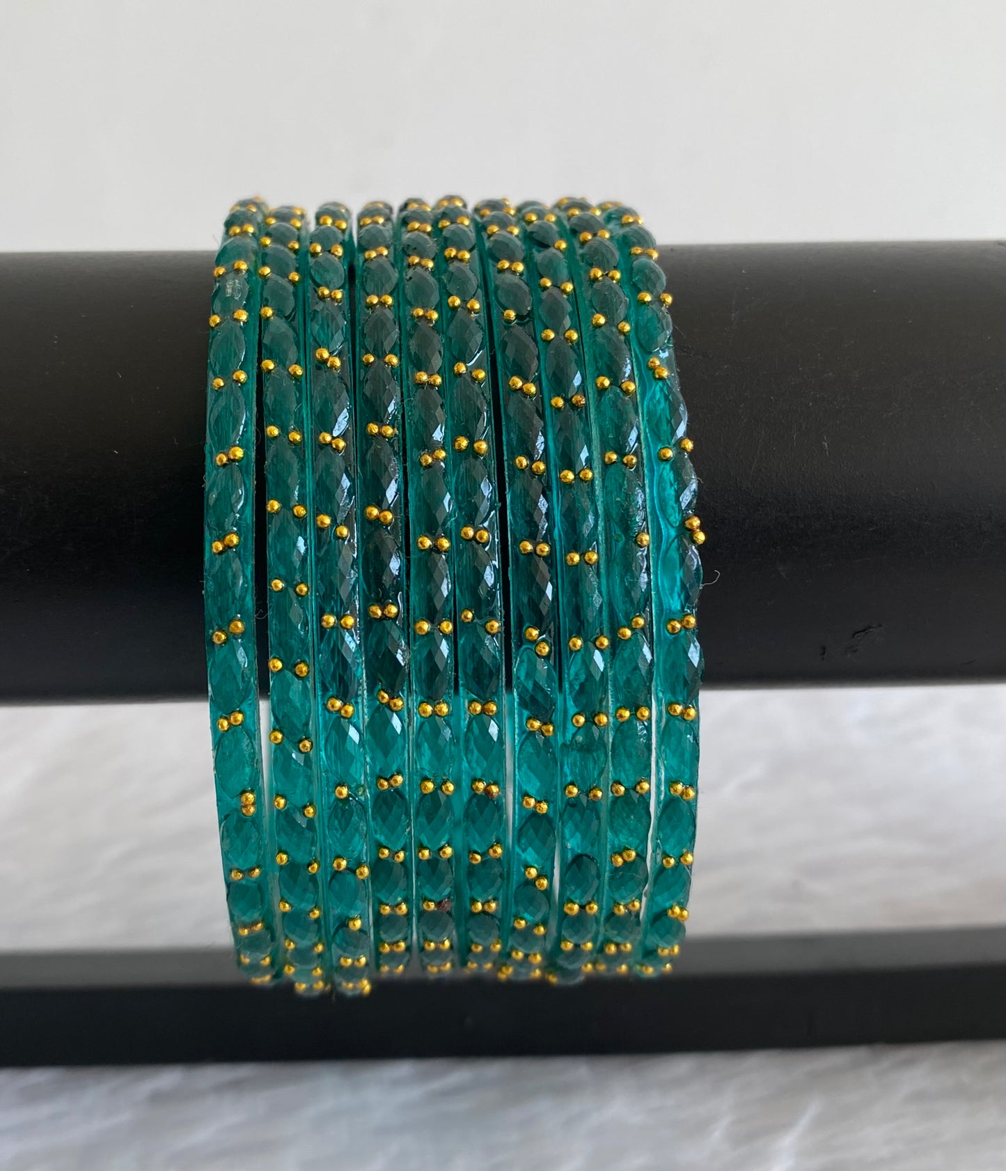 Set of 10 dark green glass bangles(2.10) dj-52848