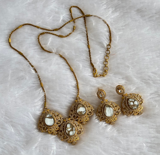 Antique gold tone white-gold fire stone long chain set dj-51092