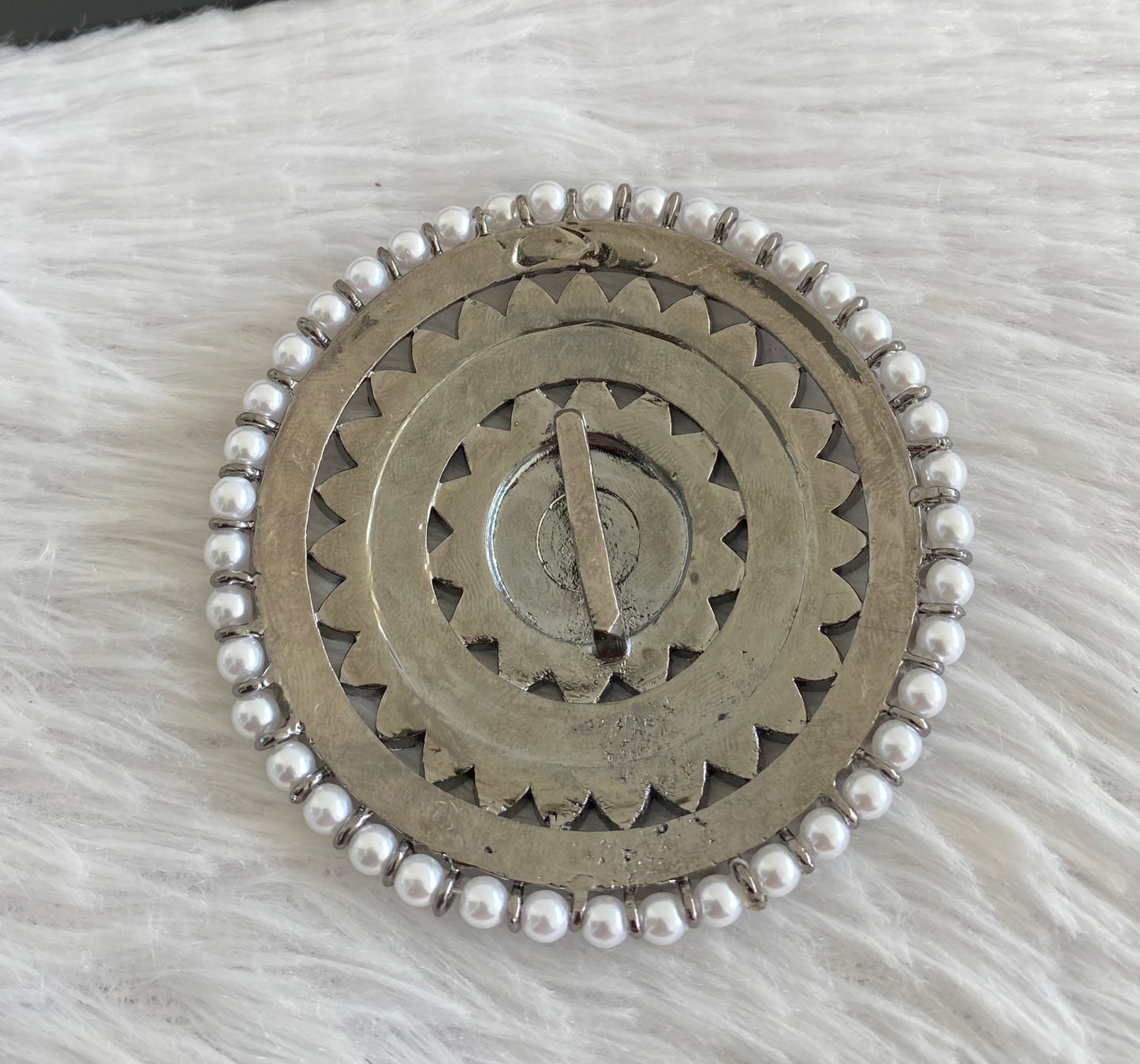 Black finish precious kemp-green-white pearl round flower hair jwell(rakodi) dj-53388