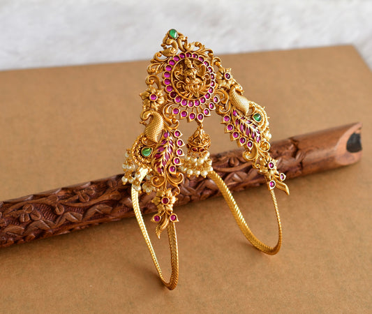 Matte finish kemp-green pearl peacock Lakshmi bridal vanki/bajuband dj-51971