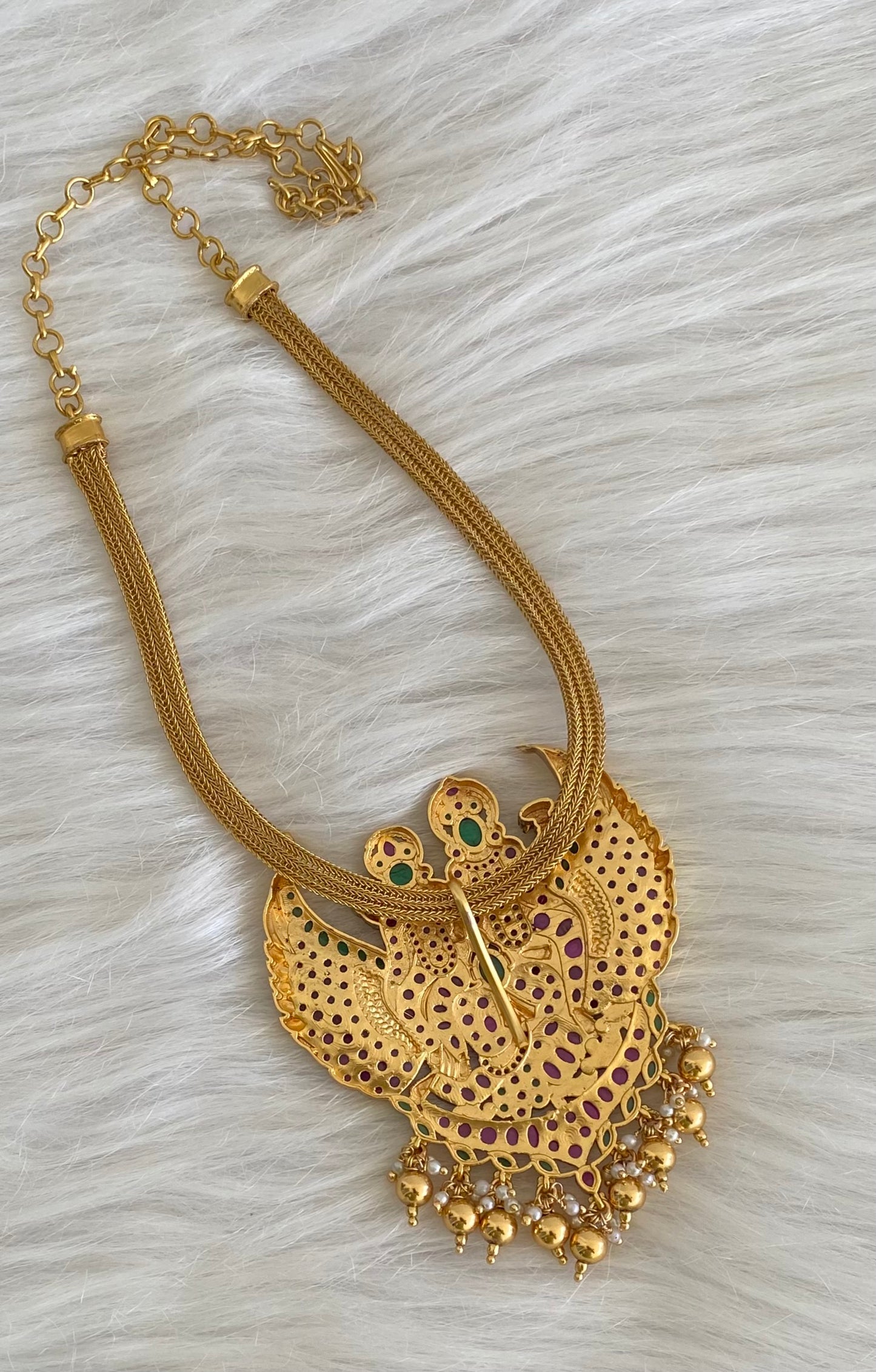 Antique gold tone kemp-green lakshmi-mahavishnu necklace dj-53849