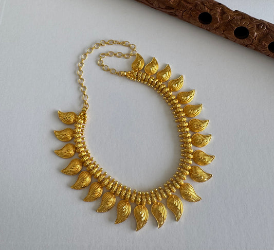 Matte gold tone kerala style mango necklace dj-51660