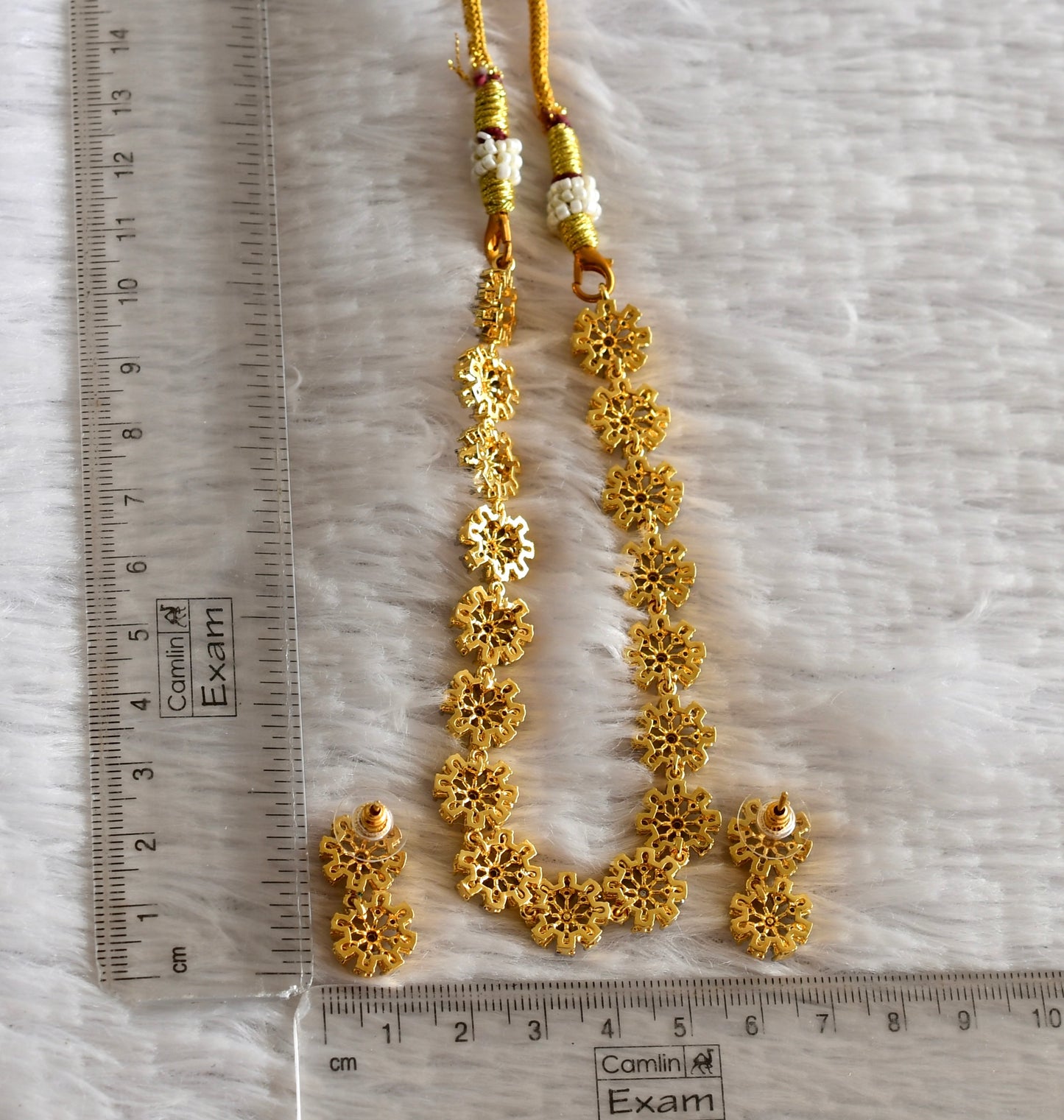 Two tone white flower necklace set dj-51976