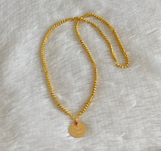 Gold tone 24 inches chain with lakshmi coin pendant dj-54037