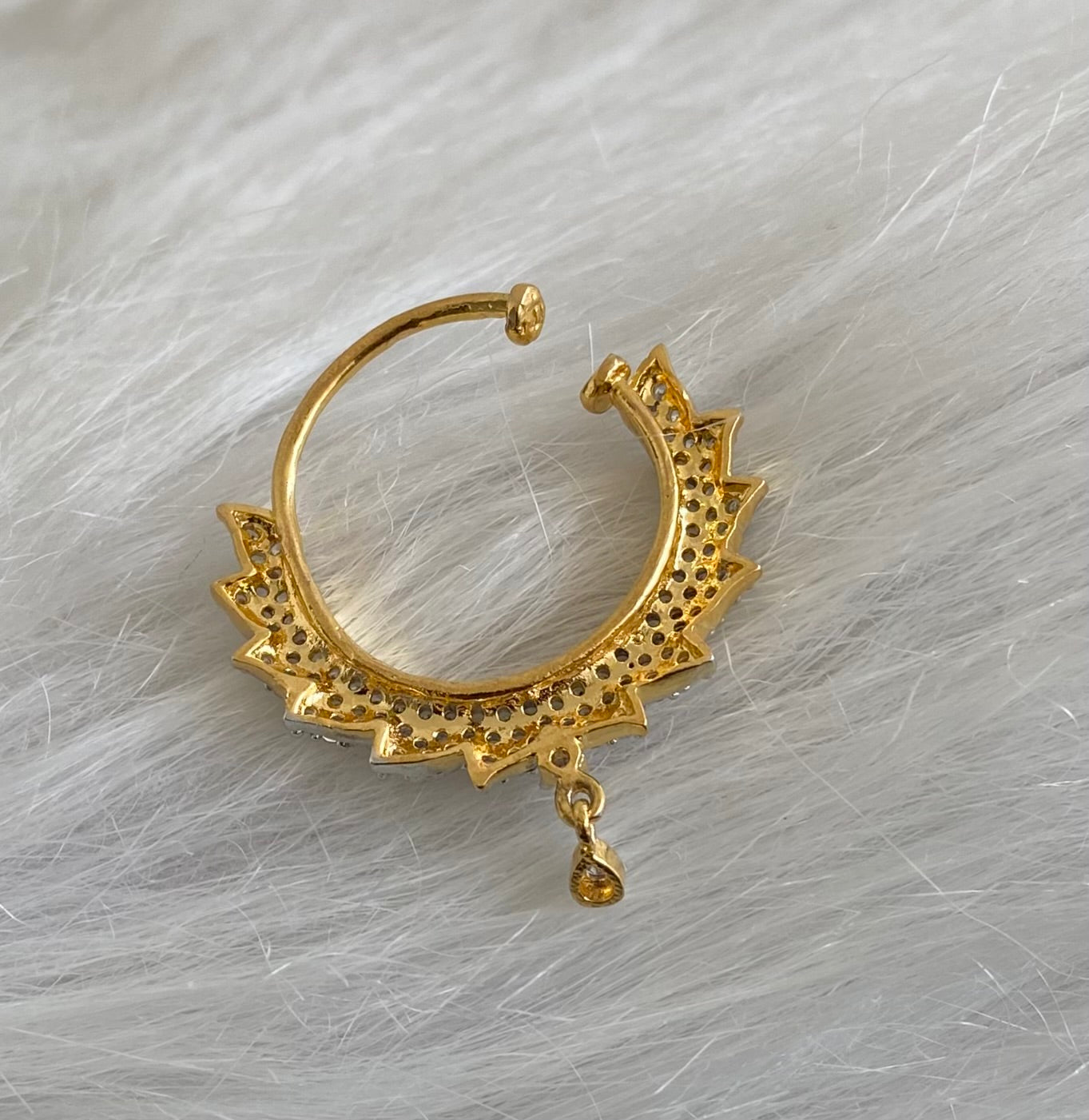 Two tone cz white nose pin dj-53825