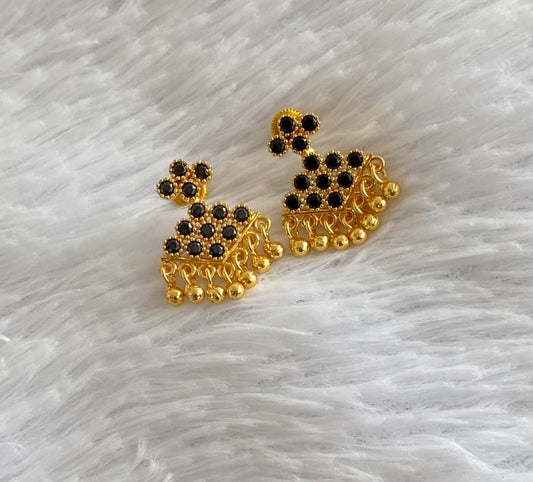 Gold tone black stone pathakkam earrings dj-44898