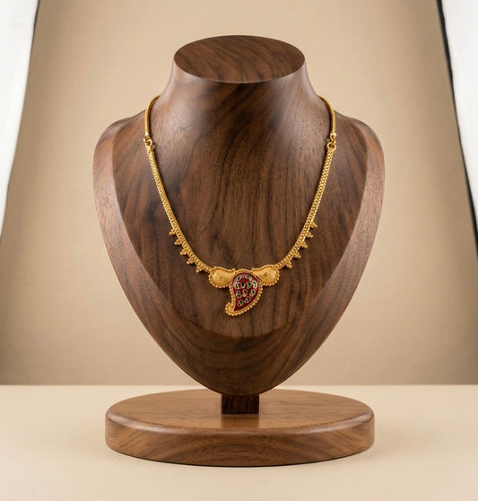 Gold tone Mango Meenakari Necklace -dj11099