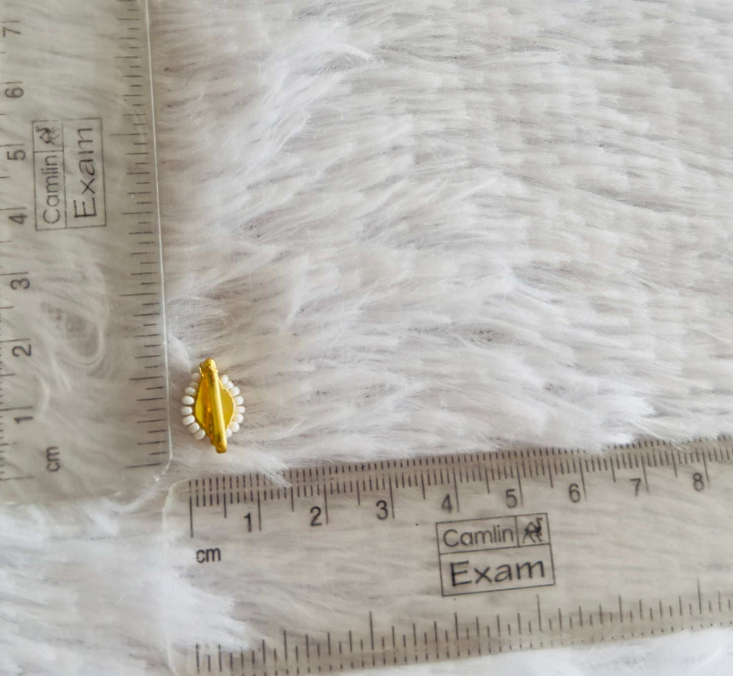 Gold tone white pearl thilak kundan jadau flower Nose Pin Dj-51425