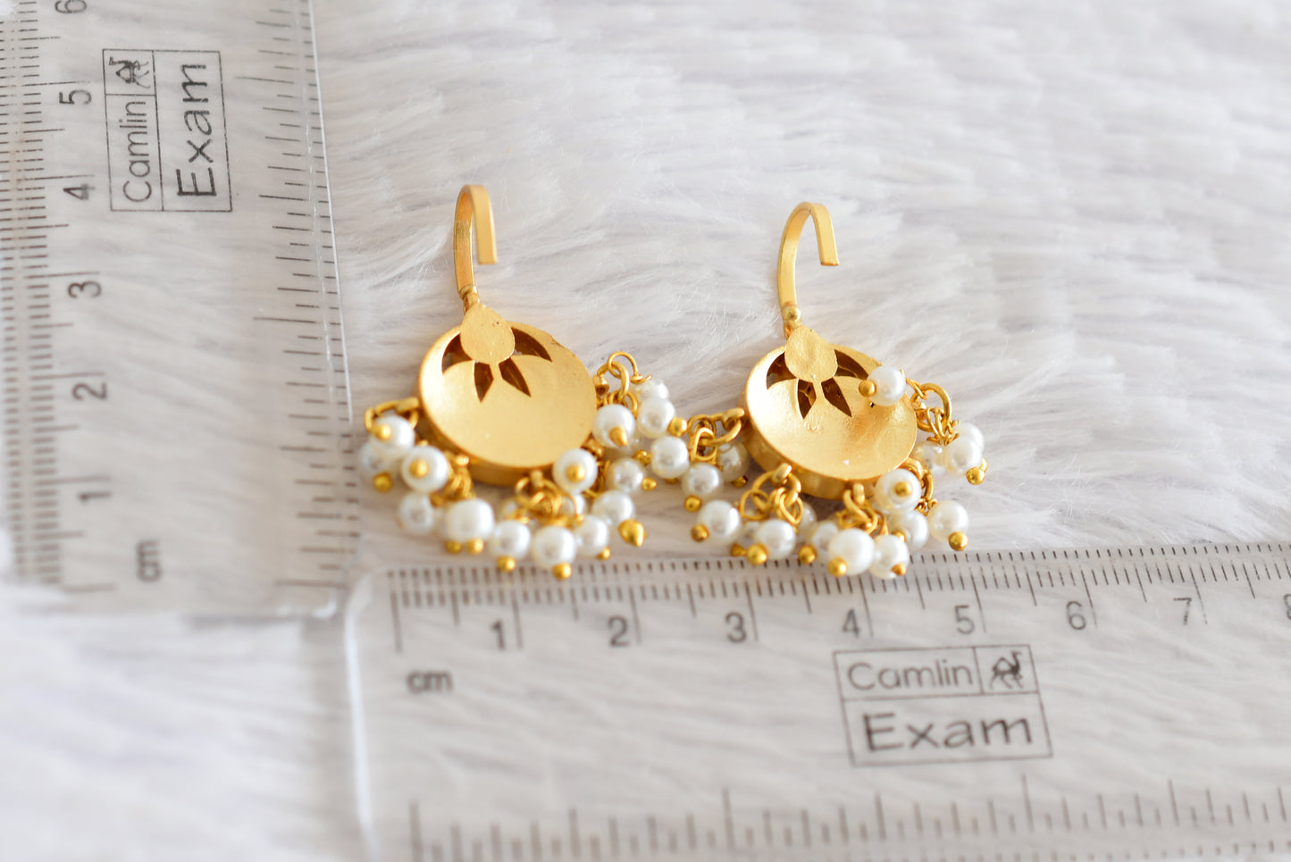 Gold tone pink-green kundan jadau bali bugadi earrings dj-52472