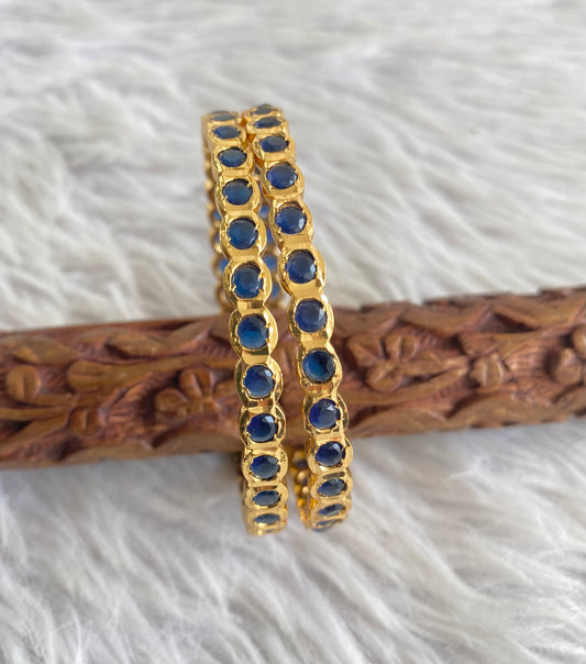Gold tone South Indian style dark blue bangles(2.8) dj-51060