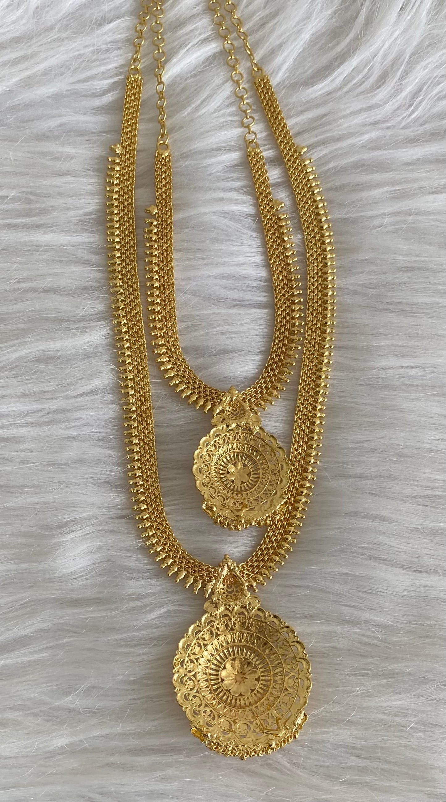 Gold tone ruby stone heart flower combo set dj-54292