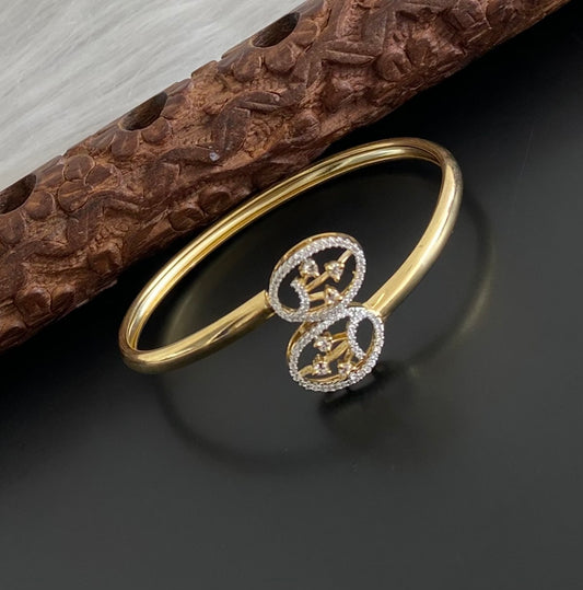 Two tone white stone adjustable kada/bangle Dj-53968