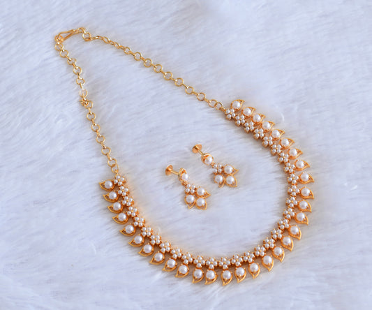 Gold tone pearl mango necklace set dj-53038