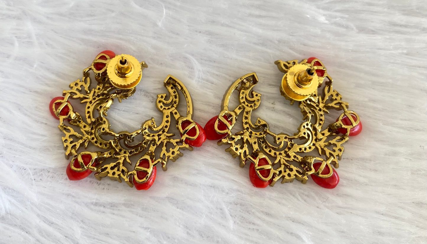 Antique cz coral earrings dj-52870