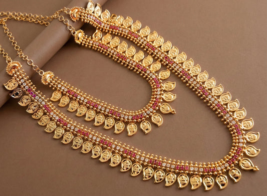 Gold Tone Cz Ruby Lakshmi Mango Combo Set DJ31580