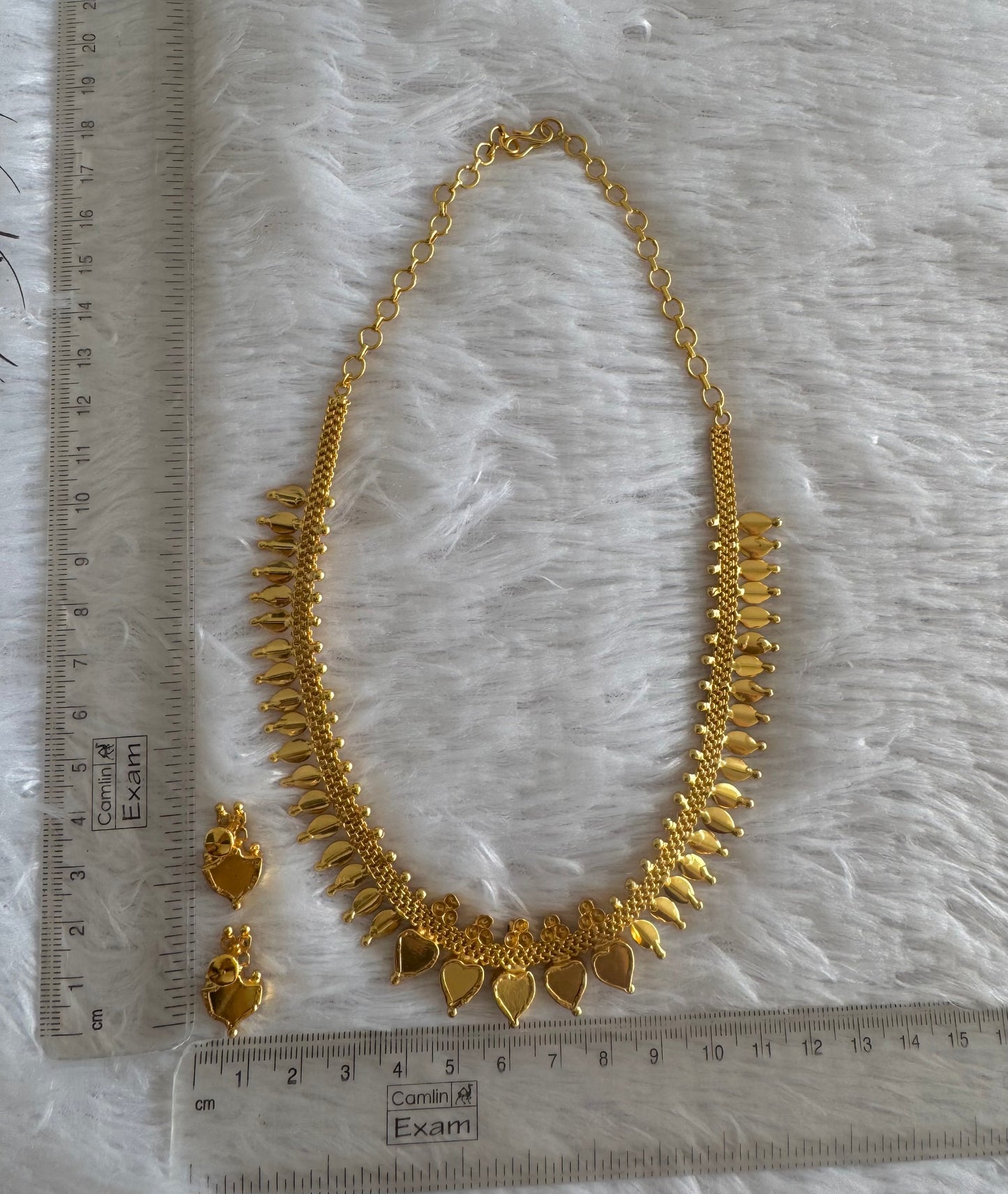 Gold Tone Pink-green Thali Kootam Necklace set dj-51727