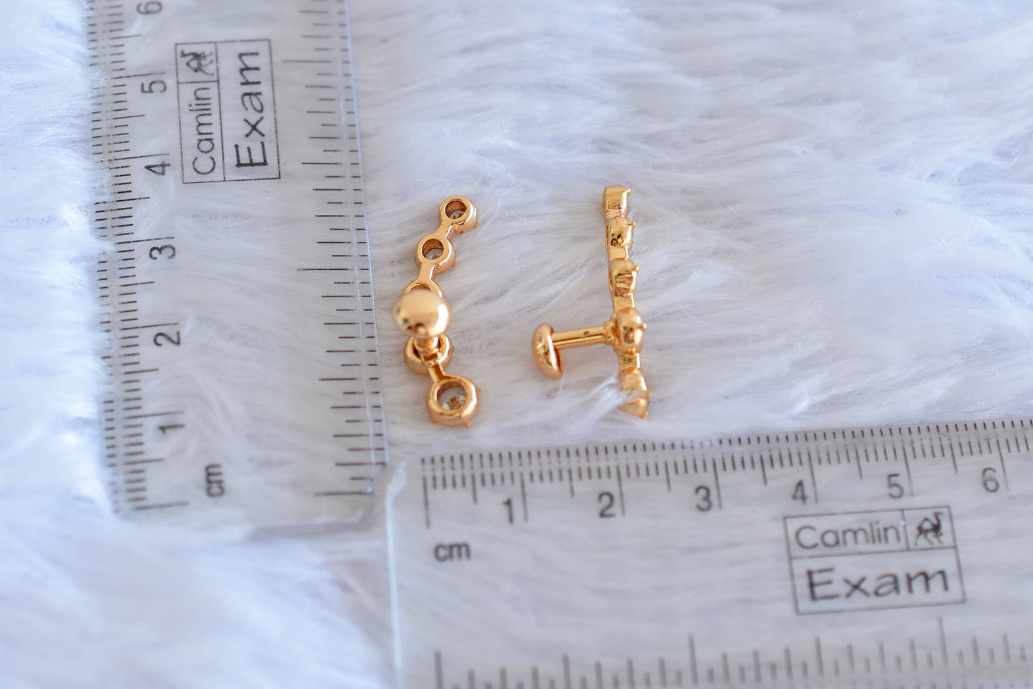 Gold tone AD white stone earrings dj-52245