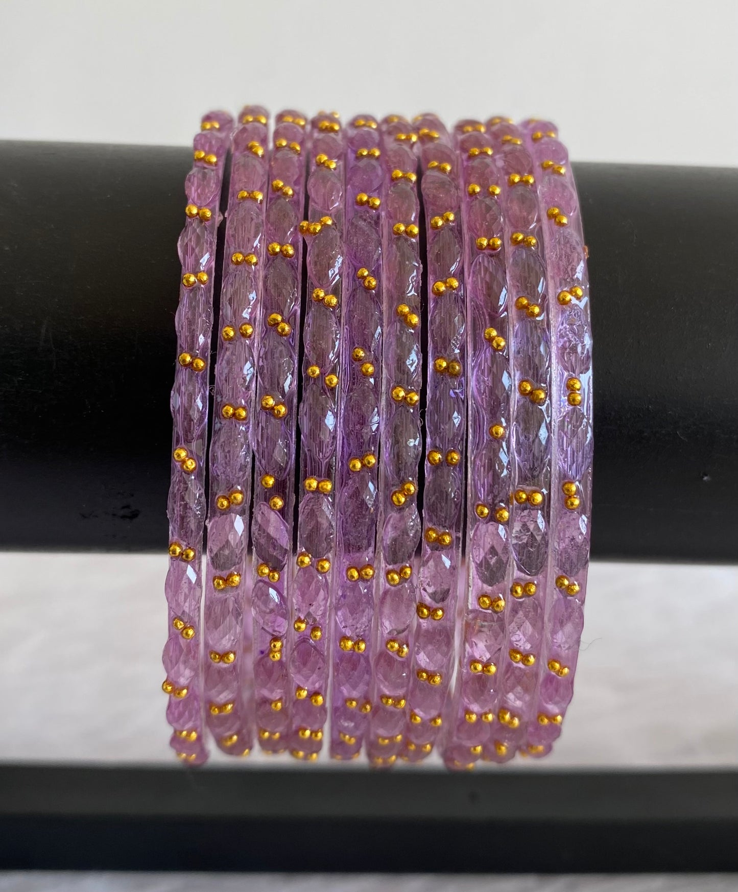 Set of 10 lavender glass bangles(2.4)dj-52852