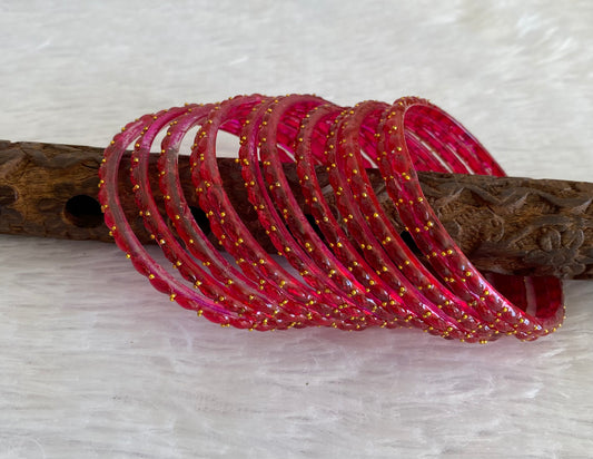 Set of 12 magenta pink glass bangles(2.4) dj-52819