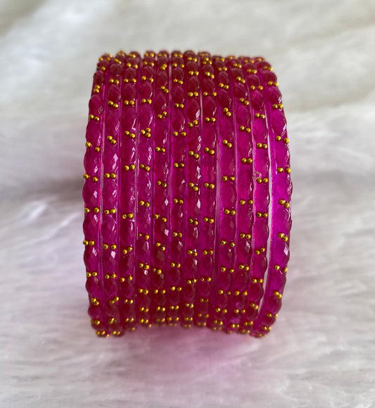 Set of 12 rani pink glass bangles(2.4) dj-52811