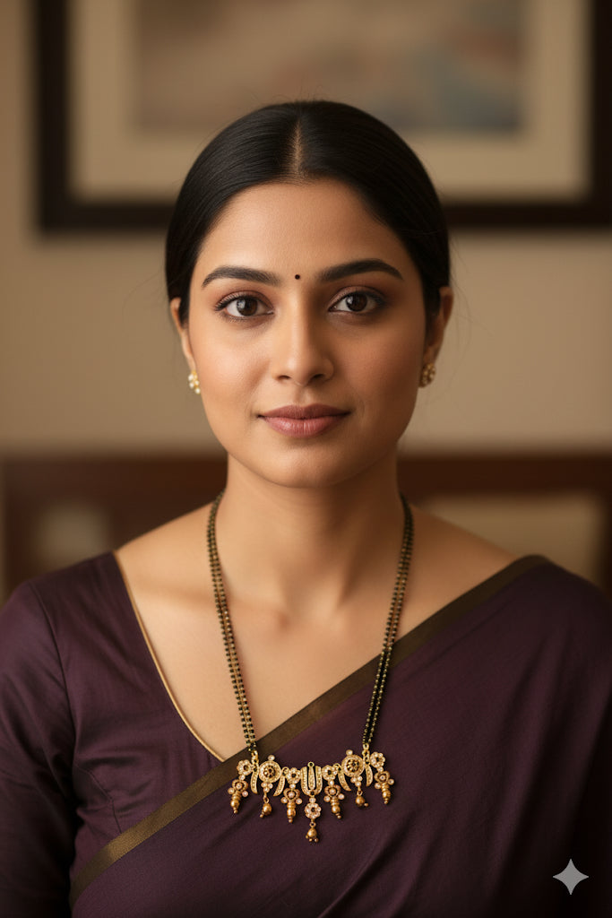 Matte Finish Cz Ruby-green Thirumal Nama-chakra Mangalsutra dj-32885