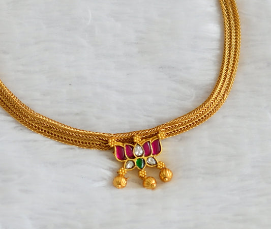 Matte finish pink-green-white lotus choker dj-50579